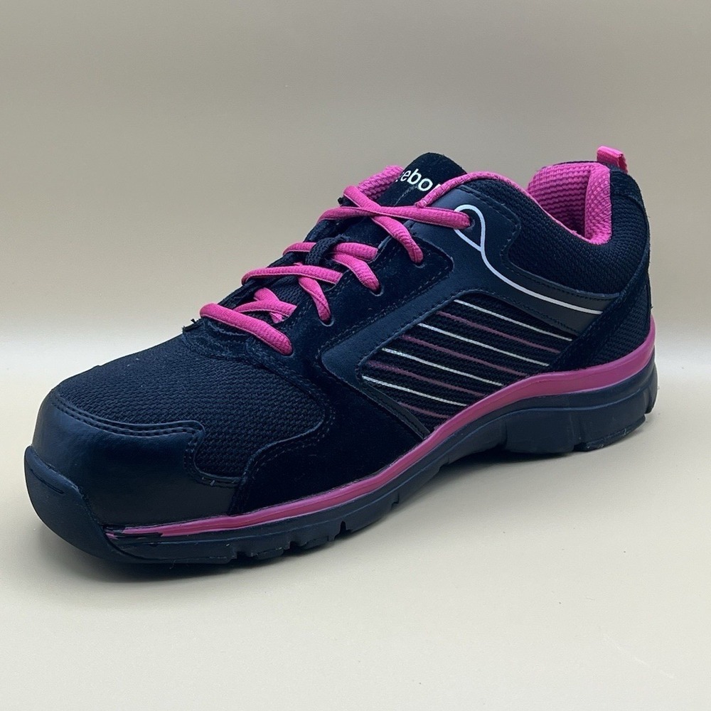 Reebok Anomar Black Pink Leather Composite Toe Work Shoes - Women's Size 11 - Picture 6 of 10